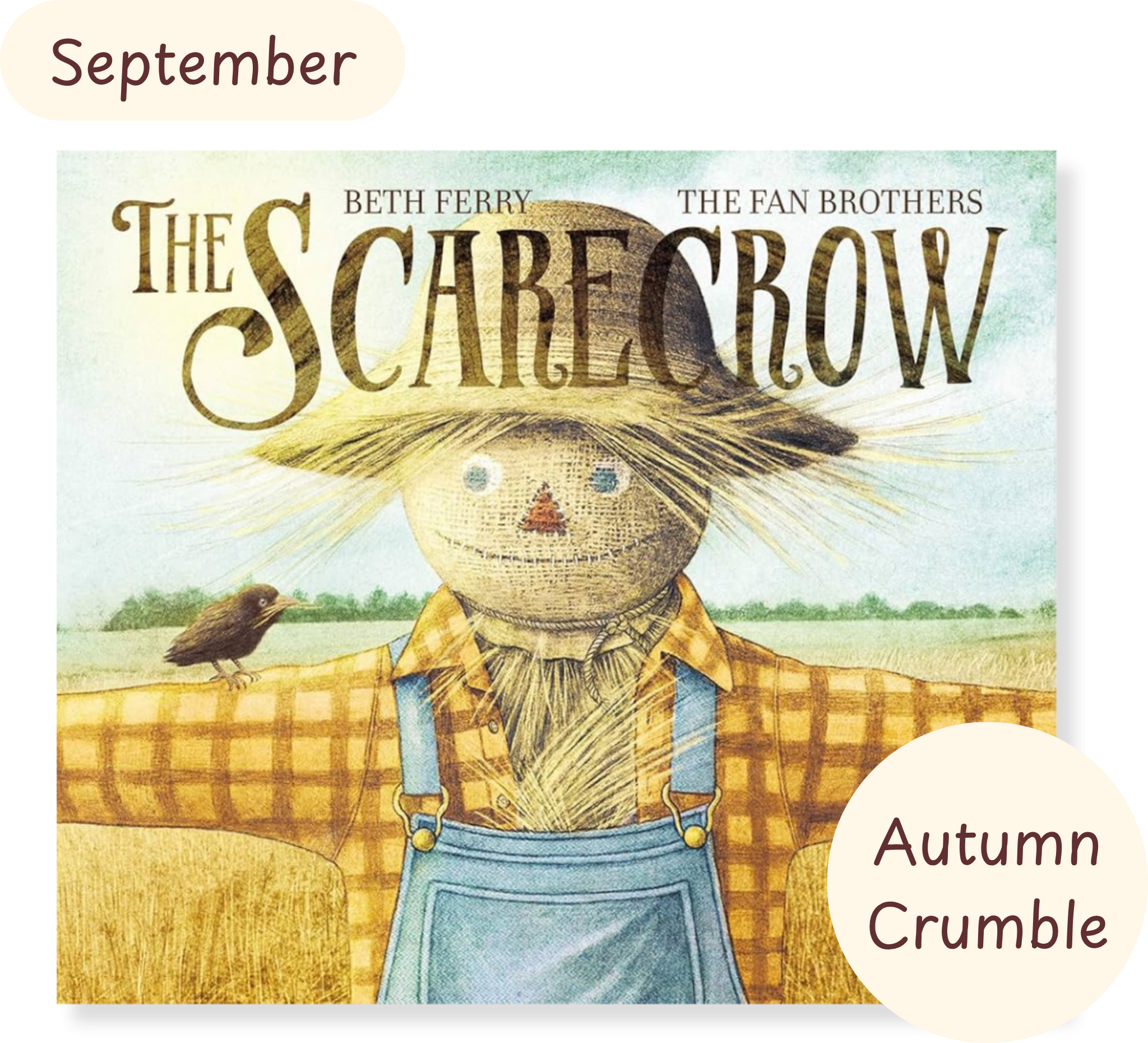 Book cover of 'The Scarecrow' with a scarecrow illustration and autumn theme.