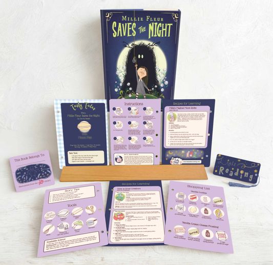 illustrated book, recipe and science activity cards, book mark and bookplate